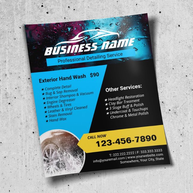 Automatisk identifiering av Tvättat bil Städning Flygblad (Skapare uppladdad)