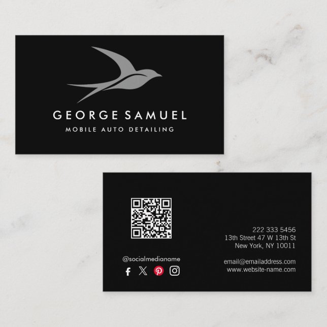 Automatisk identifiering | Logotyp för bilreparati Visitkort (Fram/baksida)