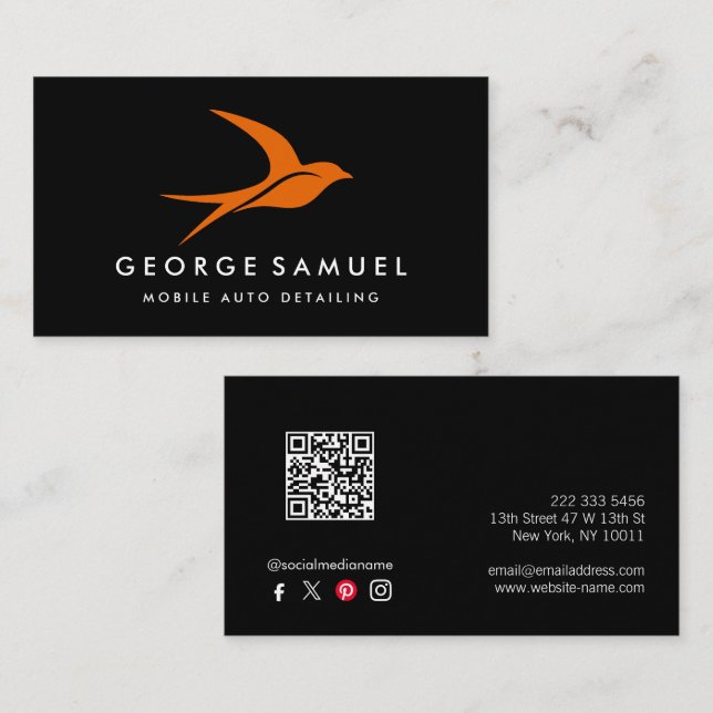 Automatisk identifiering | Logotyp för bilreparati Visitkort (Fram/baksida)