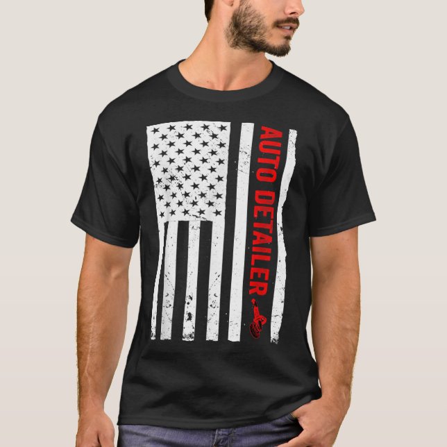 Automatisk information om USA flagga-bil T Shirt (Framsida)