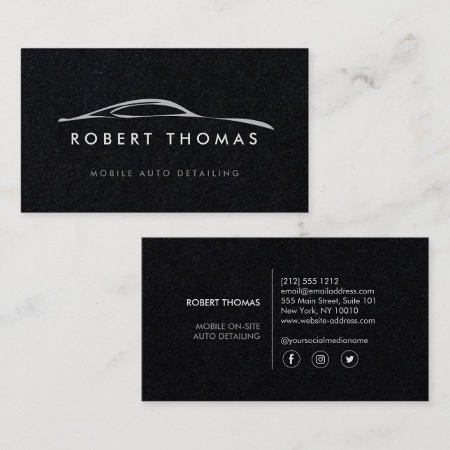 Automatisk information, reparera på svart Papper Visitkort (Fram/baksida)