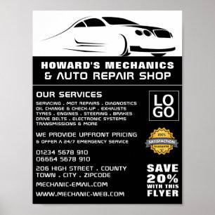Automatisk mekanisk och reparativ reklam för Logot Poster