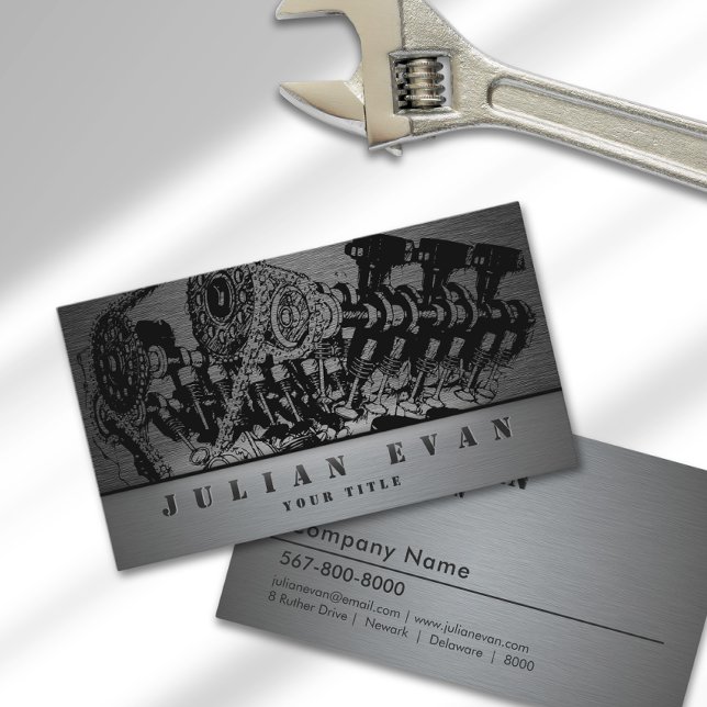 Automatisk mekanisk reparationstjänst för motorfor visitkort (Auto Mechanic Automotive Repair Service Metal Business Card)