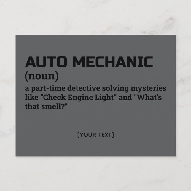 Automatisk mekanism - vykort för Witty Definition (Framsida)