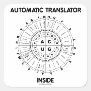 Automatisk översättare insida (RNA Codon Wheel) Fyrkantigt Klistermärke