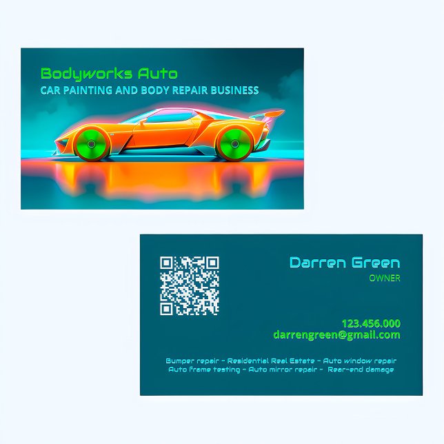 Automatisk reparation av brödtext QR Visitkort (Car Painting Cards)