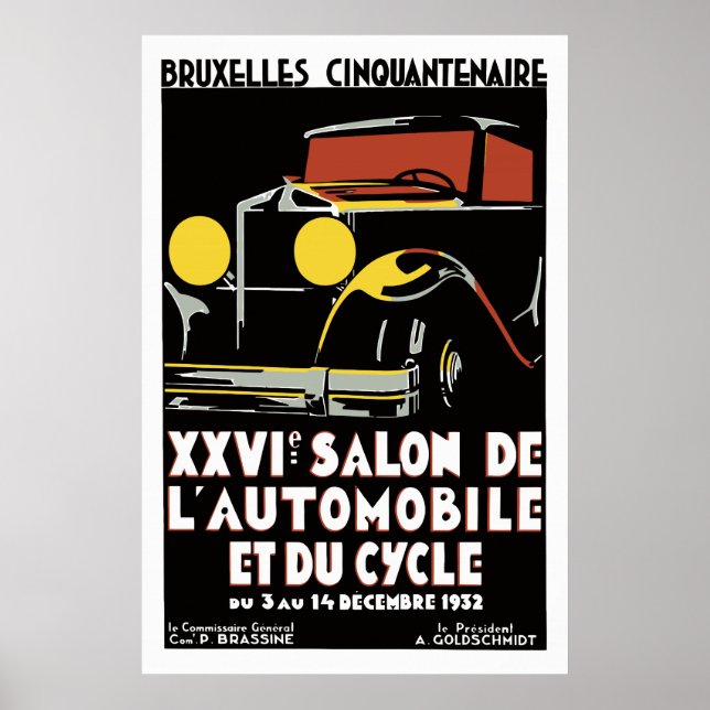 Automatisk salon för vektorkonst deka Bryssel 1930 Poster (Framsidan)