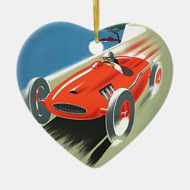 Automatisk Tävla för vintage Julgransprydnad Keramik (Framsidan)