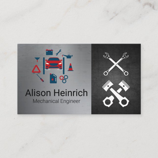 Automatiska tekniker för biltjänster visitkort (Framsida)