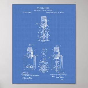 Automatiskt avfyra patent för Sprinkler 1888 - Poster