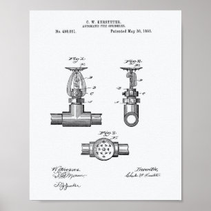 Automatiskt avfyra patent för Sprinkler 1893 - Poster