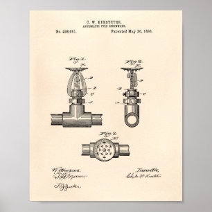 Automatiskt avfyra patenterad Sprinkler 1893 - Poster