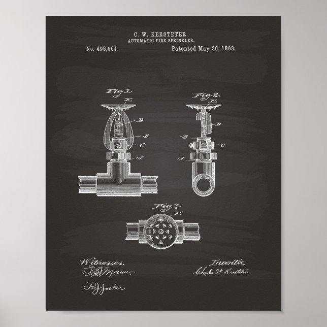 Automatiskt brandsprinkler 1893-patent - kretskort poster (Framsidan)