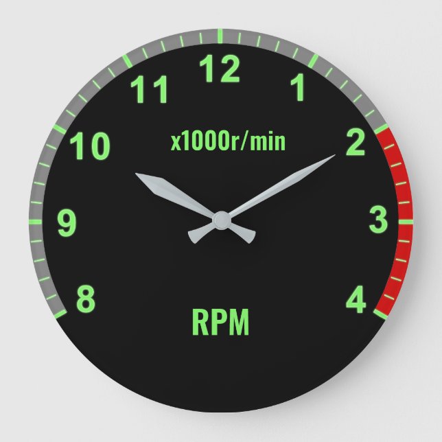 Automatiskt mekaniskt grönt av takometersklocka fö stor klocka (Framsida)