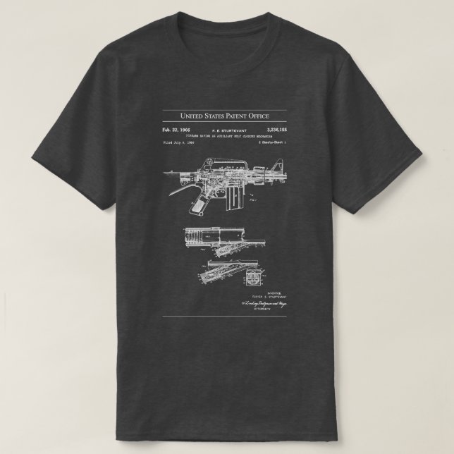 Automatiskt rifle för amerikanska patentfärger t shirt (Design framsida)