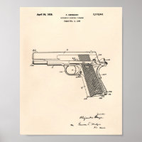 Automatiskt skjutvapen 1938 Patent Art Old Peper