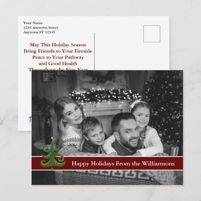 Automatiskt svartvitt foto med Julgran Vykort (Fram/baksida)