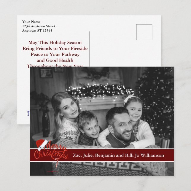 Automatiskt svartvitt och vitt julfoto vykort (Fram/baksida)
