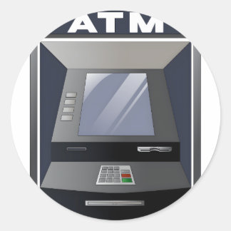 Automatiskt Teller Maskin Atm Runt Klistermärke
