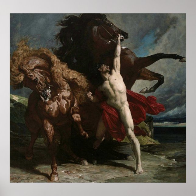 Automedon with the Horses of Achilles Print Poster (Framsidan)