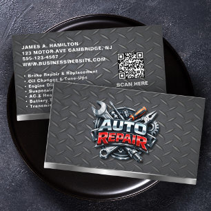Automekanisk reparationsservice Automotive QR-kod Visitkort