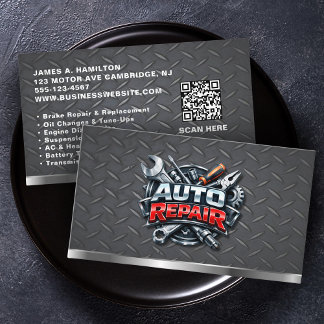 Automekanisk reparationsservice Automotive QR-kod Visitkort