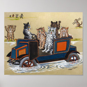 Automobil i djupt vatten, Louis Wain Poster