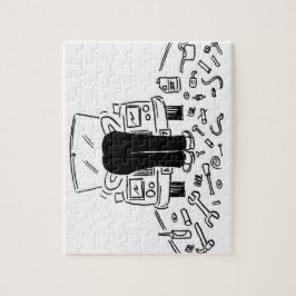 Automobile Car Servicing Tecknad Pussel