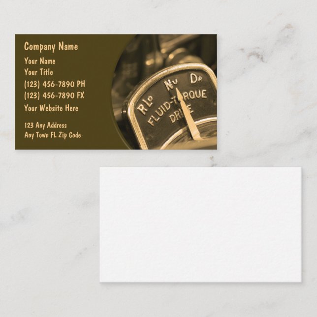 Automotive Affärskort Retro Visitkort (Fram/baksida)