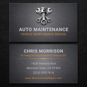 Automotive Auto Underhållsspecialist Metallisk Visitkort