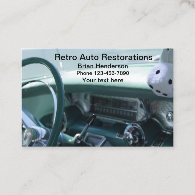 Automotive Classic Car Restoration Visitkort (Framsida)