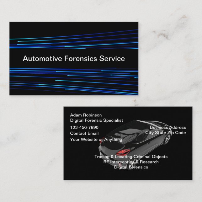 Automotive Digital Forensics Services Visitkort (Fram/baksida)