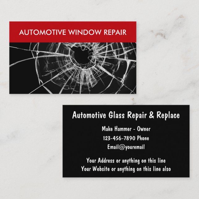 Automotive Glass Modern Dubbla Side Business Card Visitkort (Fram/baksida)