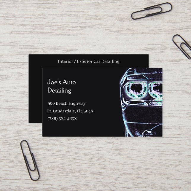 Automotive headlight American Muscle Car Visitkort (Fram/Back In Situ)