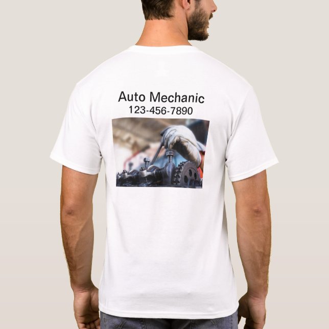 Automotive Mechanic Simple Work Shirts T Shirt (Baksida)