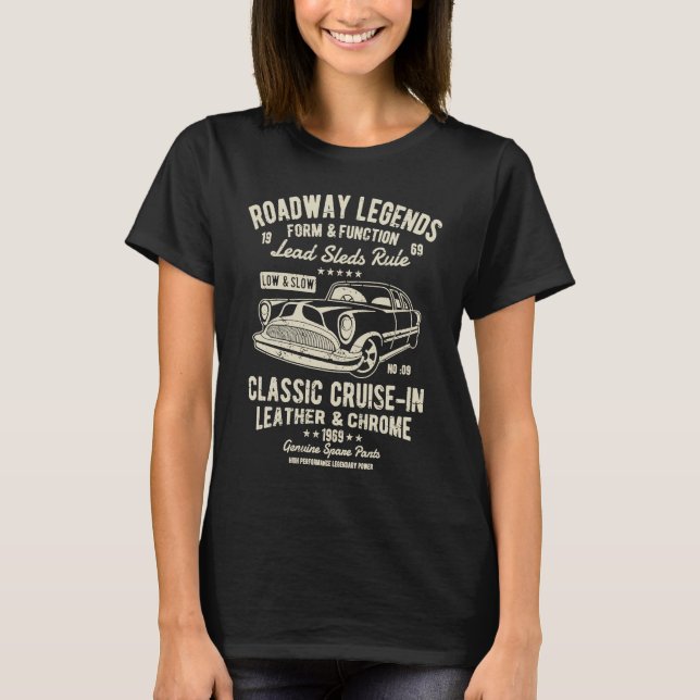 Automotive Nostalgia Classic Car Cruise in Distres T Shirt (Framsida)