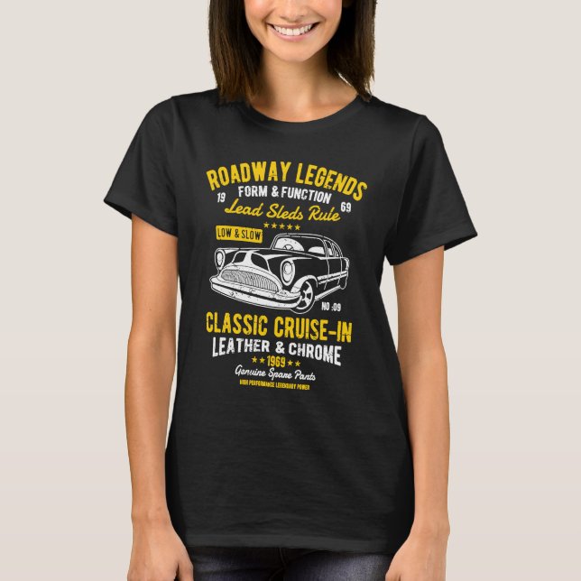 Automotive Nostalgia Classic Car Cruise in Distres T Shirt (Framsida)