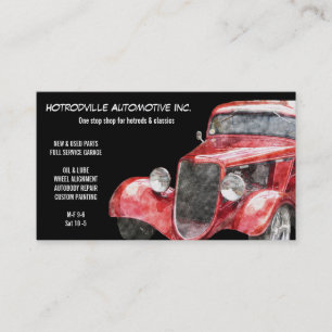 Automotive Parts & Service Red Classic Hotrod Car Visitkort
