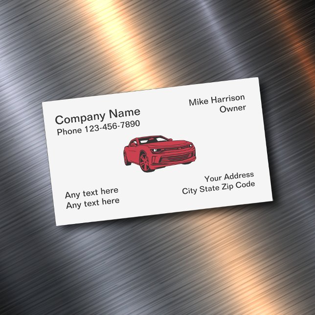 Automotive Theme Simple Design Visitkortmagnet (Skapare uppladdad)