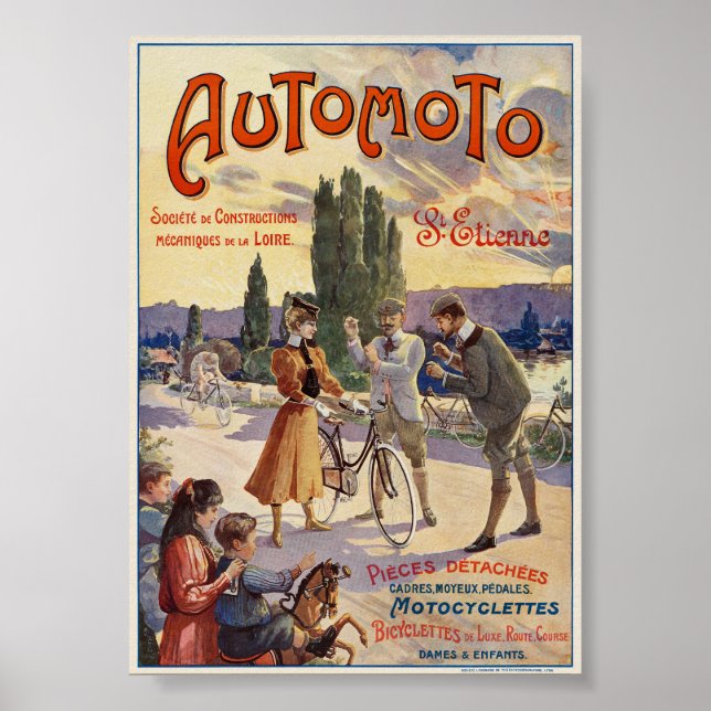 Automoto St. Etienne Vintage affisch 1905 (Framsidan)