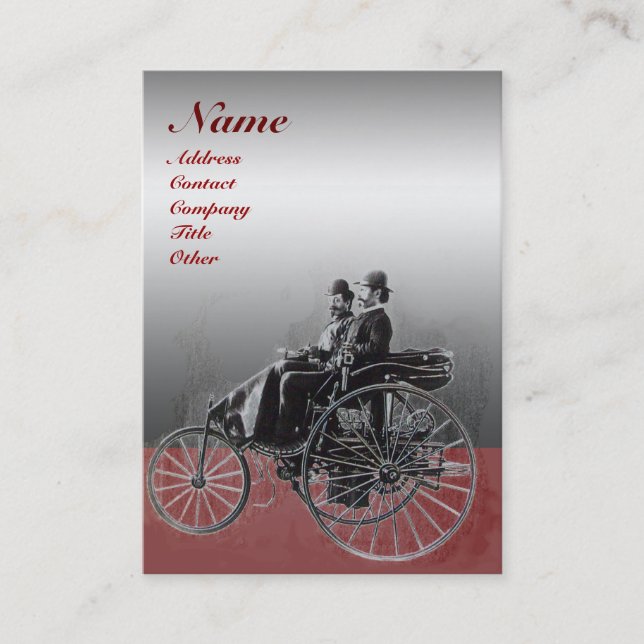 AUTOREPAIR- AUTOMOTIV MONOGRAM,KROM METALL röd Visitkort (Framsida)