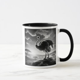 Autruche sur un rocher en savane. mugg