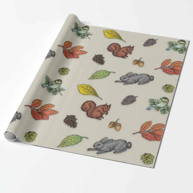 Autum Animals Presentpapper (Utrullad)