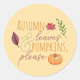 Autum Lämna & Pumpkins, Fall Sticker Runt Klistermärke