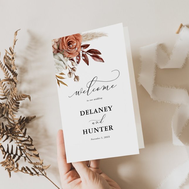 Autum Rustic Blommigt, Bröllop Pappra programhäfte Reklamblad (Skapare uppladdad)