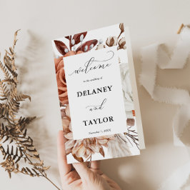 Autum Rustic Blommigt, Ram Pappra programhäfte Reklamblad