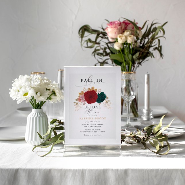 Autumanal Blommigt sjunker i Kärlek Möhippa Inbjudningar (Skapare uppladdad)