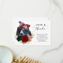 Autumanal Guld Burgundy Emarald Greeny Bröllop Tack Kort