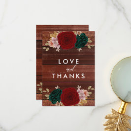 Autumanal Guld Burgundy Emarald Greeny Bröllop Tack Kort