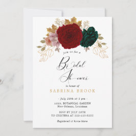 Autumanal Guld Burgundy Emerald Möhippa Inbjudningar